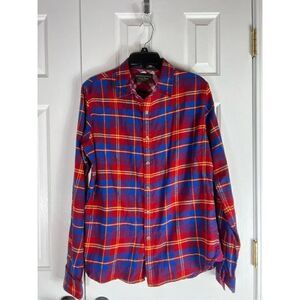NWT Hudson & Barrow Mens Mountain Flannel Plaid Button Up Shirt Size L